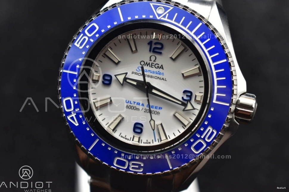 6000M A2824 Bezel on Best Bracelet Deep Ultra White SS Edition Dial Ceramic Seamaster Blue 1:1 TF SS 0213
